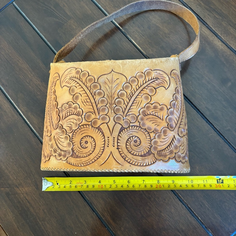 Vintage Handcrafted Mexican Tan Leather Bag Set Trio Genuine Cowhide Western - Picture 16 of 16